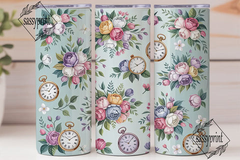 Vintage Pocket Watch & Floral 20oz Sublimation sassyprint 