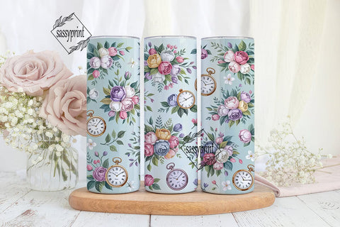 Vintage Pocket Watch & Floral 20oz Sublimation sassyprint 