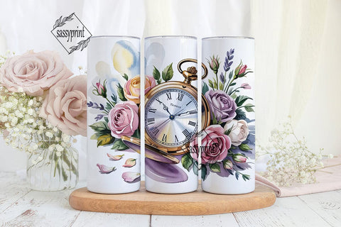Vintage Pocket Watch & Floral 20oz Sublimation sassyprint 