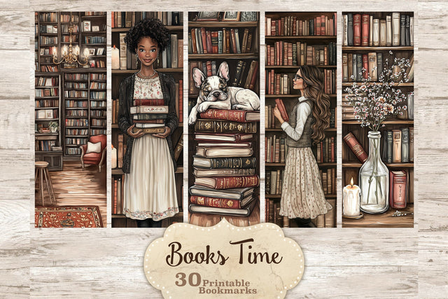 Vintage Printable Bookmarks | Book Lovers Digital Download SVG GlamArtZhanna 