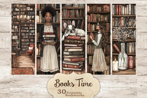 Vintage Printable Bookmarks | Book Lovers Digital Download SVG GlamArtZhanna 