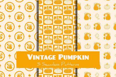 Vintage Pumpkin Seamless Patterns & Digital Papers Digital Pattern Rin Green 