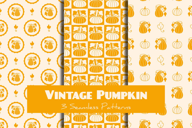 Vintage Pumpkin Seamless Patterns & Digital Papers Digital Pattern Rin Green 
