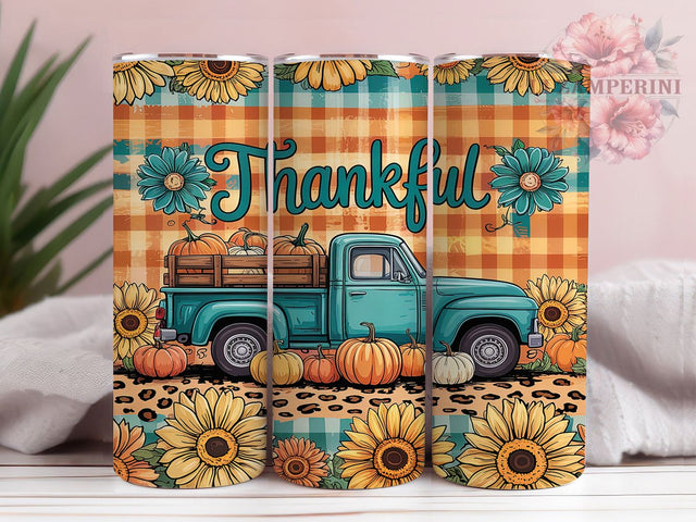 Vintage Pumpkin Truck Fall Tumbler Wrap, Pumpkin Truck Design, Thankful Farm Tumbler, 20oz Autumn Tumbler, Fall Harvest Sublimation, Vintage Farm Truck Wrap Sublimation Li Zamperini 