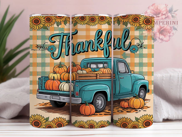 Vintage Pumpkin Truck Fall Tumbler Wrap, Pumpkin Truck Design, Thankful Farm Tumbler, 20oz Autumn Tumbler, Fall Harvest Sublimation, Vintage Farm Truck Wrap Sublimation Li Zamperini 
