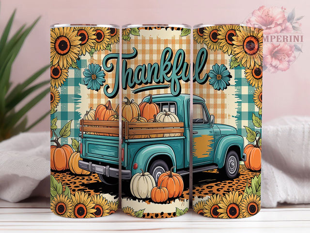 Vintage Pumpkin Truck Fall Tumbler Wrap, Pumpkin Truck Design, Thankful Farm Tumbler, 20oz Autumn Tumbler, Fall Harvest Sublimation, Vintage Farm Truck Wrap Sublimation Li Zamperini 