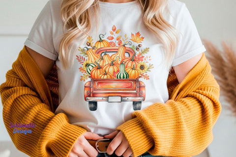 Vintage Pumpkin Truck PNG | Fall PNG design for sublimation Sublimation Sublimatiz Designs 