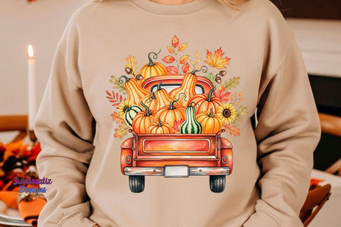 Vintage Pumpkin Truck PNG | Fall PNG design for sublimation Sublimation Sublimatiz Designs 