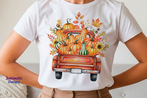Vintage Pumpkin Truck PNG | Fall PNG design for sublimation Sublimation Sublimatiz Designs 
