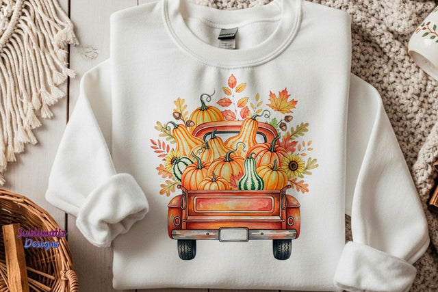 Vintage Pumpkin Truck PNG | Fall PNG design for sublimation Sublimation Sublimatiz Designs 