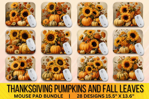 Vintage Pumpkins and Sunflowers Mouse pad Bundle Sublimation Regulrcrative 