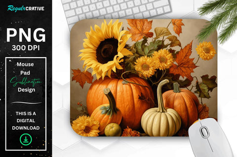 Vintage Pumpkins and Sunflowers Mouse pad Bundle Sublimation Regulrcrative 