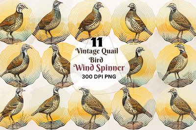 Vintage Quail Bird Wind Spinner Bundle Sublimation Regulrcrative 