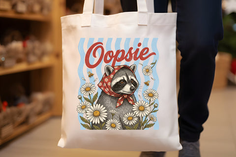 Vintage Raccoon Daisy Scarf PNG Sublimation designartist 