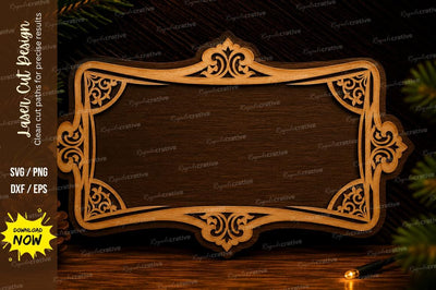 Vintage Rectangle Frame Laser Cut Svg Design SVG Regulrcrative 