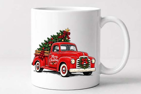 Vintage Red Christmas Truck Holiday Design SVG BillahCrafts 