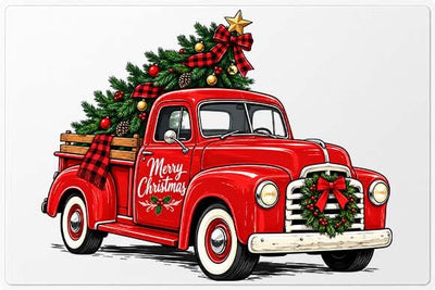 Vintage Red Christmas Truck Holiday Design SVG BillahCrafts 