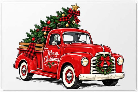 Vintage Red Christmas Truck Holiday Design SVG BillahCrafts 