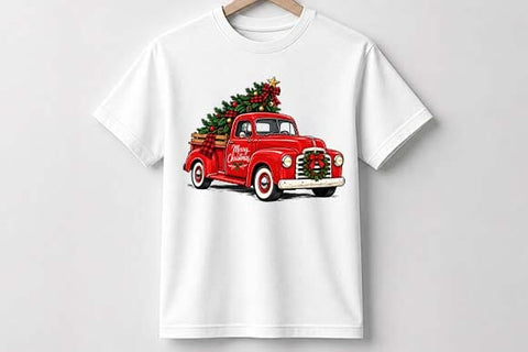 Vintage Red Christmas Truck Holiday Design SVG BillahCrafts 