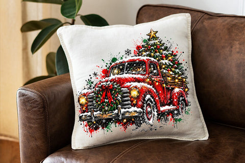 Vintage Red Christmas Truck PNG Sublimation SVG DesignDestine 