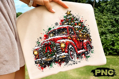 Vintage Red Christmas Truck PNG Sublimation SVG DesignDestine 