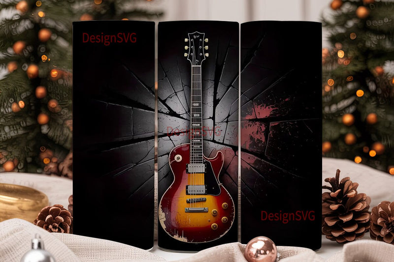 Vintage Red Electric Guitar 20oz Tumbler Sublimation DesignSVG 