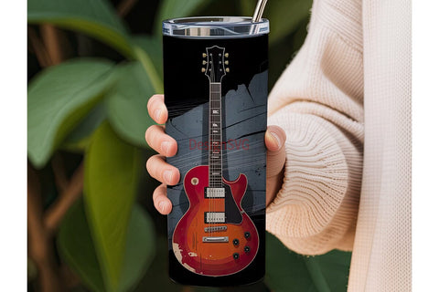 Vintage Red Electric Guitar 20oz Tumbler Sublimation DesignSVG 