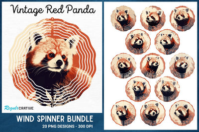 Vintage Red Panda Wind Spinner Sublimation Regulrcrative 