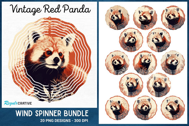 Vintage Red Panda Wind Spinner Sublimation Regulrcrative 