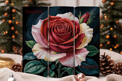 Vintage Red Rose 20oz Tumbler Wrap Sublimation DesignSVG 