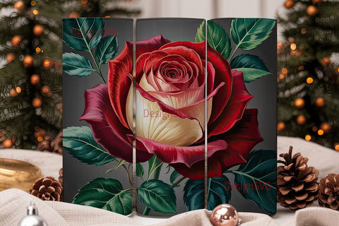 Vintage Red Rose 20oz Tumbler Wrap Sublimation DesignSVG 