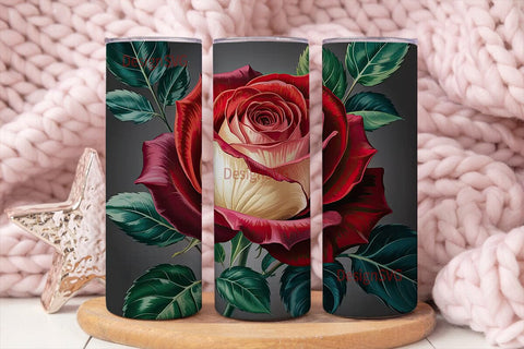 Vintage Red Rose 20oz Tumbler Wrap Sublimation DesignSVG 