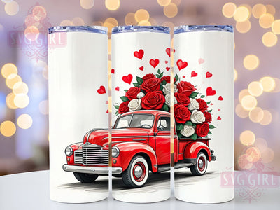 Vintage Red Truck Valentine's Tumbler Wrap, Valentine's Day Tumbler, Roses Sublimation, Hearts Design, Love Tumbler Wrap, 20oz Tumbler, Gift for Her Sublimation SvggirlplusArt 