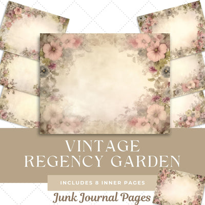 Vintage Regency Garden Junk Journal Paper | Printable Junk Journal Pages SVG Paige Cole Studio 