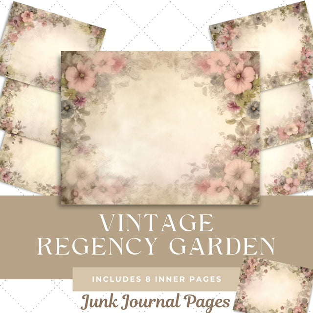 Vintage Regency Garden Junk Journal Paper | Printable Junk Journal Pages SVG Paige Cole Studio 