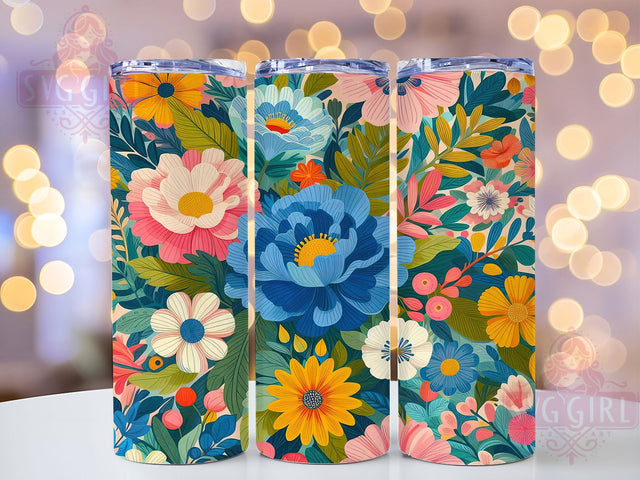 Vintage Retro Boho Floral Tumbler, Spring Boho Tumbler, Vintage Flower Wrap, Whimsical Boho Wrap, Colorful Retro Wrap, Sublimation Design, Trendy Gift Idea Sublimation SvggirlplusArt 