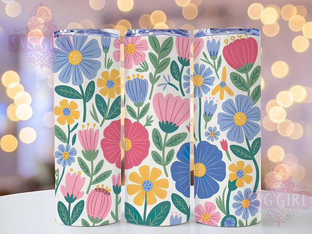 Vintage Retro Boho Floral Tumbler, Spring Boho Tumbler, Vintage Flower Wrap, Whimsical Boho Wrap, Colorful Retro Wrap, Sublimation Design, Trendy Gift Idea Sublimation SvggirlplusArt 