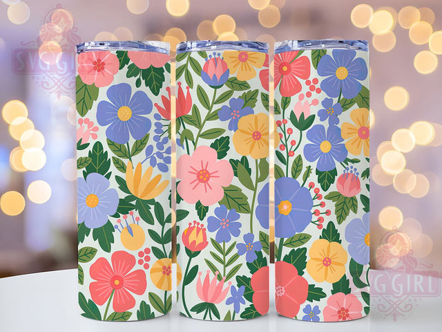 Vintage Retro Boho Floral Tumbler, Spring Boho Tumbler, Vintage Flower Wrap, Whimsical Boho Wrap, Colorful Retro Wrap, Sublimation Design, Trendy Gift Idea Sublimation SvggirlplusArt 