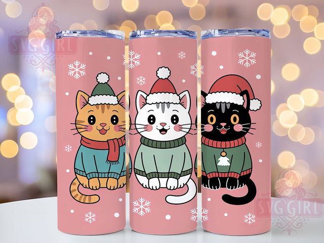 Vintage Retro Christmas Cat Tumbler, Vintage Christmas Cats, Holiday Cat Tumbler, Retro Xmas Design, Christmas Cat Lover, 20oz Tumbler Wrap, Festive Cat Sublimation Sublimation SvggirlplusArt 