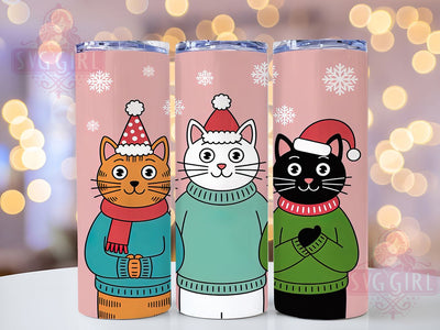 Vintage Retro Christmas Cat Tumbler, Vintage Christmas Cats, Holiday Cat Tumbler, Retro Xmas Design, Christmas Cat Lover, 20oz Tumbler Wrap, Festive Cat Sublimation Sublimation SvggirlplusArt 