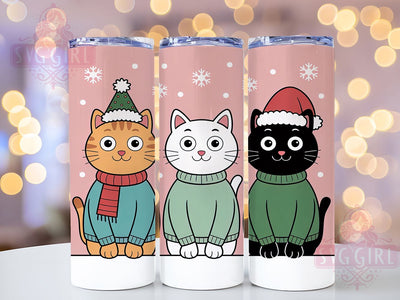 Vintage Retro Christmas Cat Tumbler, Vintage Christmas Cats, Holiday Cat Tumbler, Retro Xmas Design, Christmas Cat Lover, 20oz Tumbler Wrap, Festive Cat Sublimation Sublimation SvggirlplusArt 