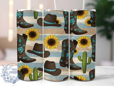 Vintage Retro Cowgirl Tumbler, Rustic Leather Boots Tumbler, Cowboy Hats 20oz Wrap, Sublimation Design, Stylish Gift Idea, Western Cactus Wrap, Retro Cowgirl Tumbler Sublimation ToriDesigns 