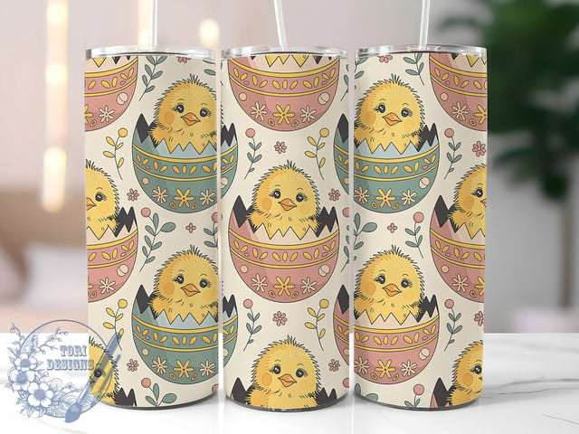 Vintage Retro Easter Chick Tumbler, Baby Chick Tumbler, Easter Chick Wrap, Retro Egg Wrap, Stylish 20oz Wrap, Sublimation Design, Trendy Gift Idea Sublimation ToriDesigns 