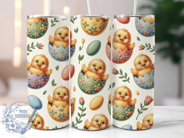 Vintage Retro Easter Chick Tumbler, Baby Chick Tumbler, Easter Chick Wrap, Retro Egg Wrap, Stylish 20oz Wrap, Sublimation Design, Trendy Gift Idea Sublimation ToriDesigns 