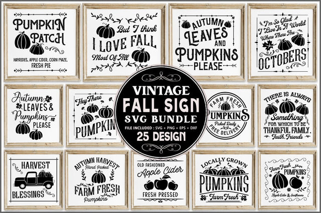 Vintage Retro Fall Sign SVG Bundle SVG Shetara Begum 
