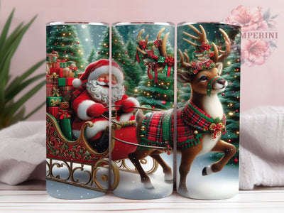 Vintage Retro Santa Christmas Tumbler, Reindeer Christmas Wrap, Classic Holiday Sublimation, Festive Santa Cup, 20Oz Skinny Tumbler Wrap, Retro Santa Mug, Traditional Christmas Design Sublimation Li Zamperini 