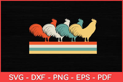 Vintage Retro Style Roosters Chicken Svg Design SVG artprintfile 