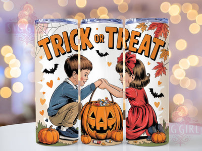 Vintage Retro Trick Or Treat Tumbler, Trick Or Treat Cup, Retro Spooky Wrap, 20Oz Sublimation Design, Classic Halloween Drinkware, Old‑School Halloween Tumbler, Nostalgic Spooky Cup Sublimation SvggirlplusArt 