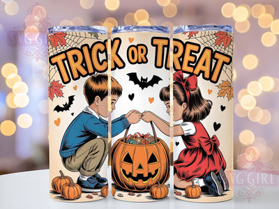 Vintage Retro Trick Or Treat Tumbler, Trick Or Treat Cup, Retro Spooky Wrap, 20Oz Sublimation Design, Classic Halloween Drinkware, Old‑School Halloween Tumbler, Nostalgic Spooky Cup Sublimation SvggirlplusArt 