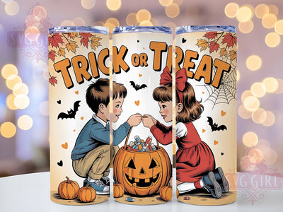Vintage Retro Trick Or Treat Tumbler, Trick Or Treat Cup, Retro Spooky Wrap, 20Oz Sublimation Design, Classic Halloween Drinkware, Old‑School Halloween Tumbler, Nostalgic Spooky Cup Sublimation SvggirlplusArt 